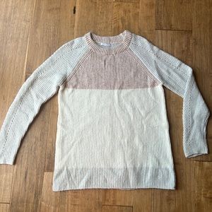 Staccato Color Block Sweater in Muted Cream, Gray and Mauve. Size Medium.